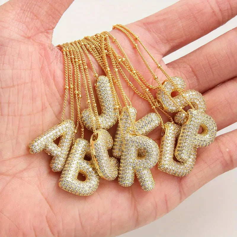 ubrey – Bubble Letter Gold Necklace