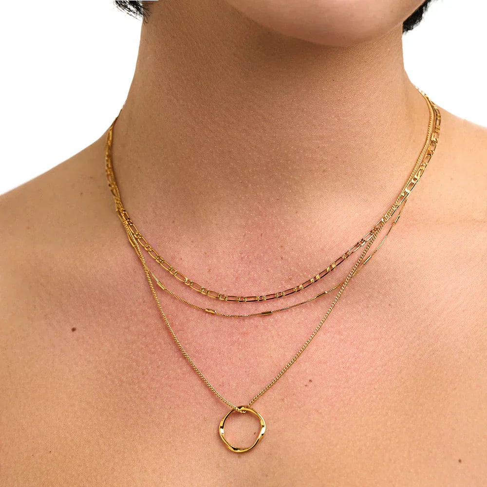 Celeste - Open Circle Three Row Necklace
