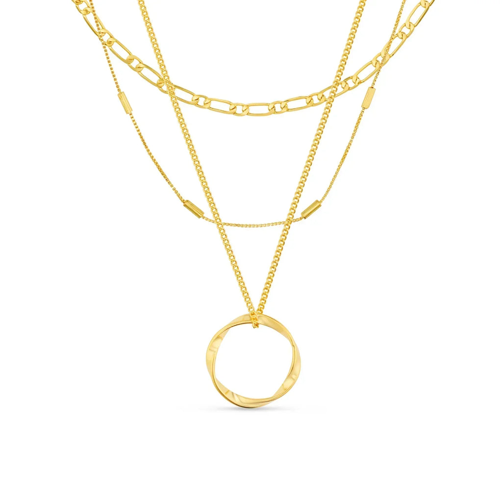 Celeste - Open Circle Three Row Necklace