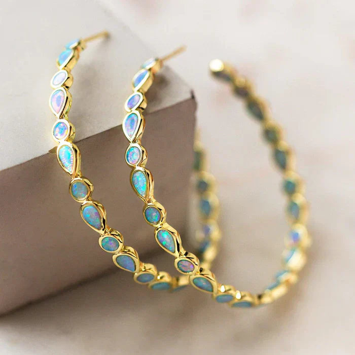 Selena – Golden Circle Opal Earrings